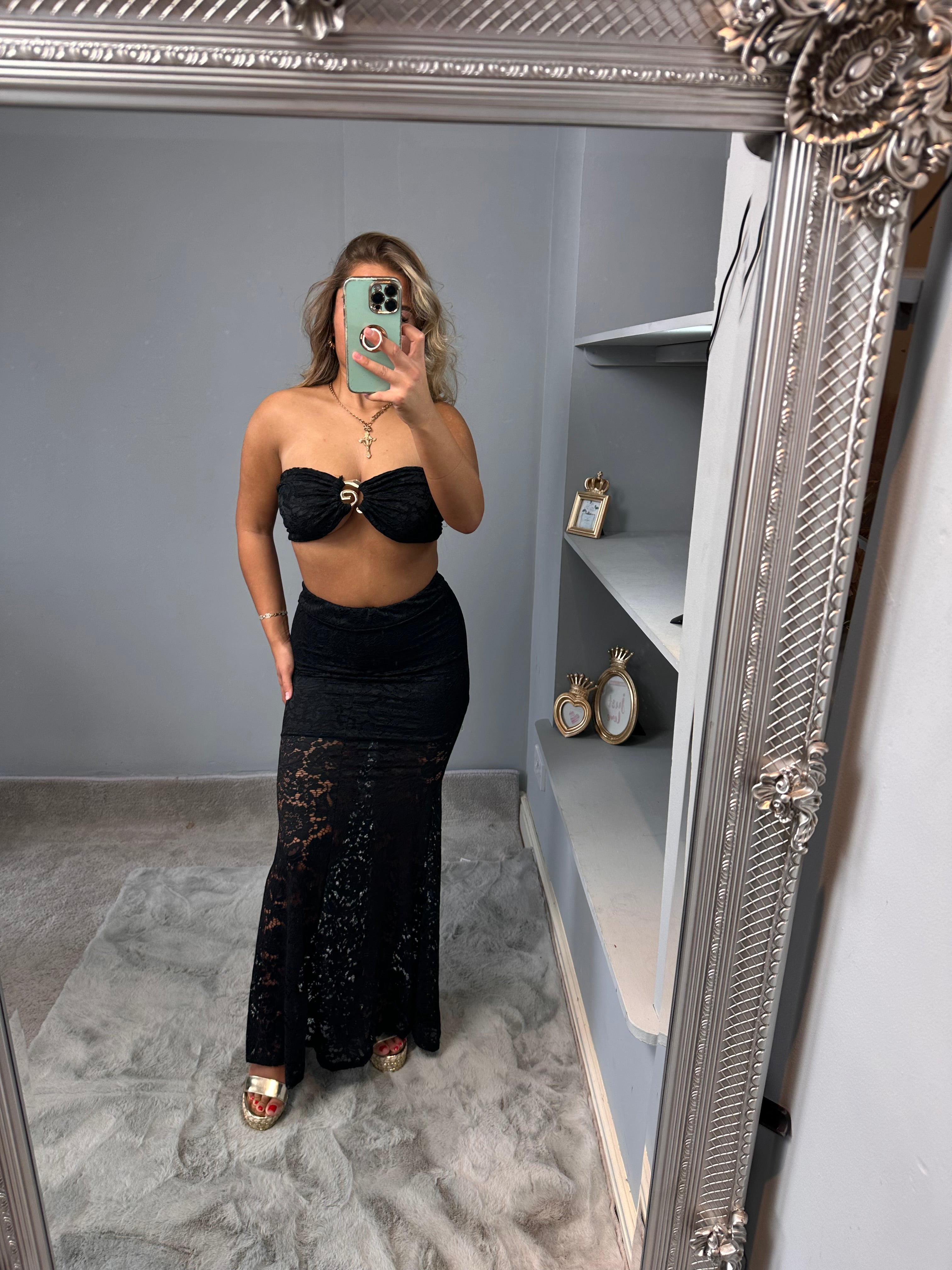 SISSI 2 Piece lace top maxi skirt Co Ord