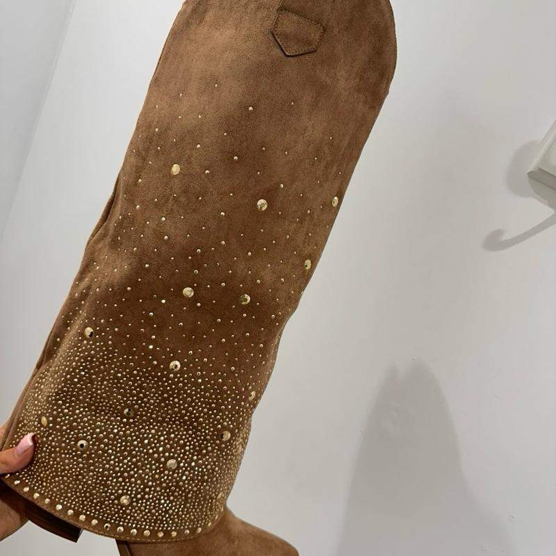 ORLA Sparkle Suede Rhinestone Cowboy Overlay Boots