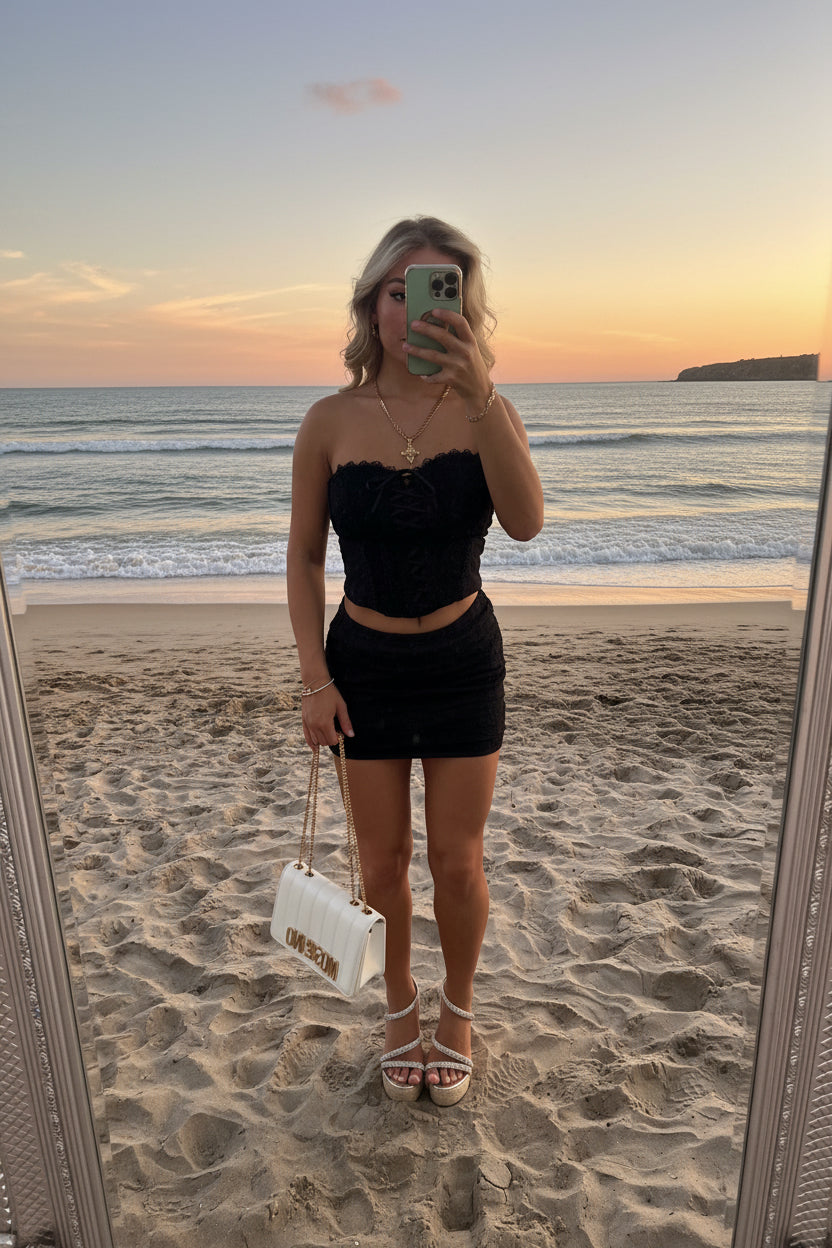 VIV Lace Detailing Corset Top