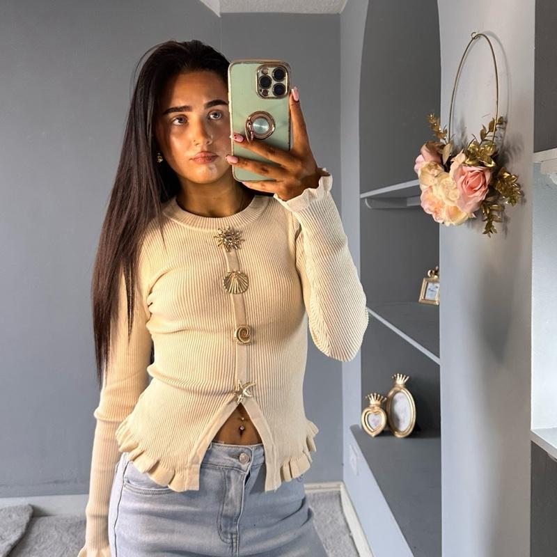 Capri Women’s Knitwear Gold Buttons Top
