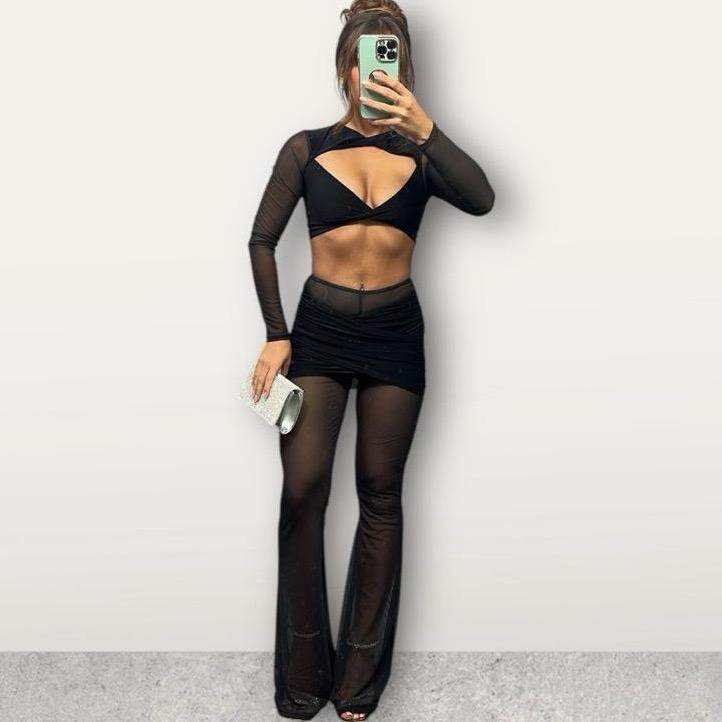 SULLY Sheer & Slinky Flared Trouser Set