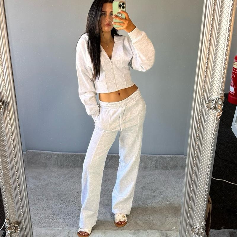 Blake Cropped Fleece Zip Up Tracksuit