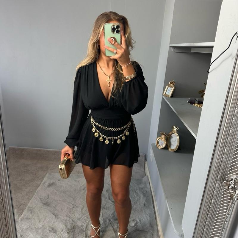 Dellilah Sheer Floaty V-Neck Summer Playsuit