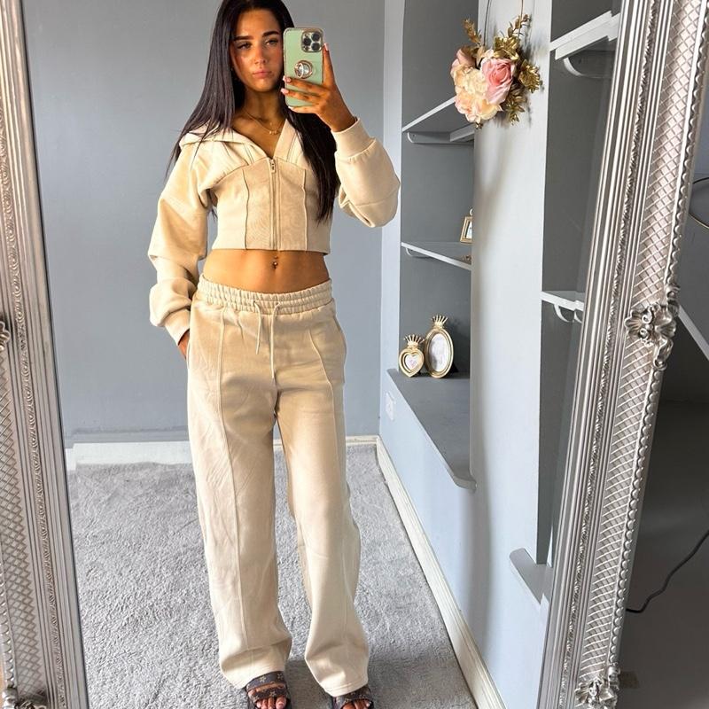 Blake Cropped Fleece Zip Up Tracksuit