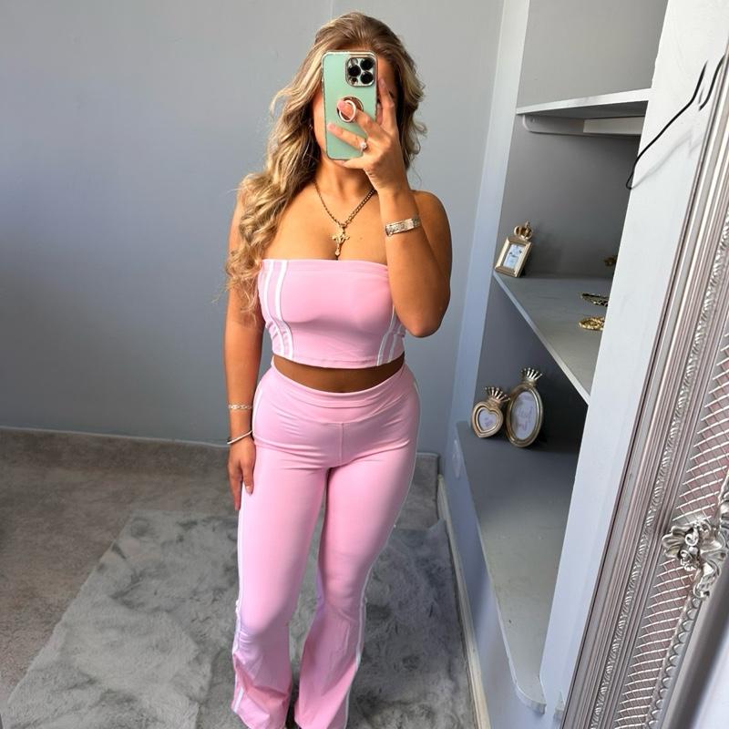 Belle Yoga Bandeau Striped Set Co-Ord