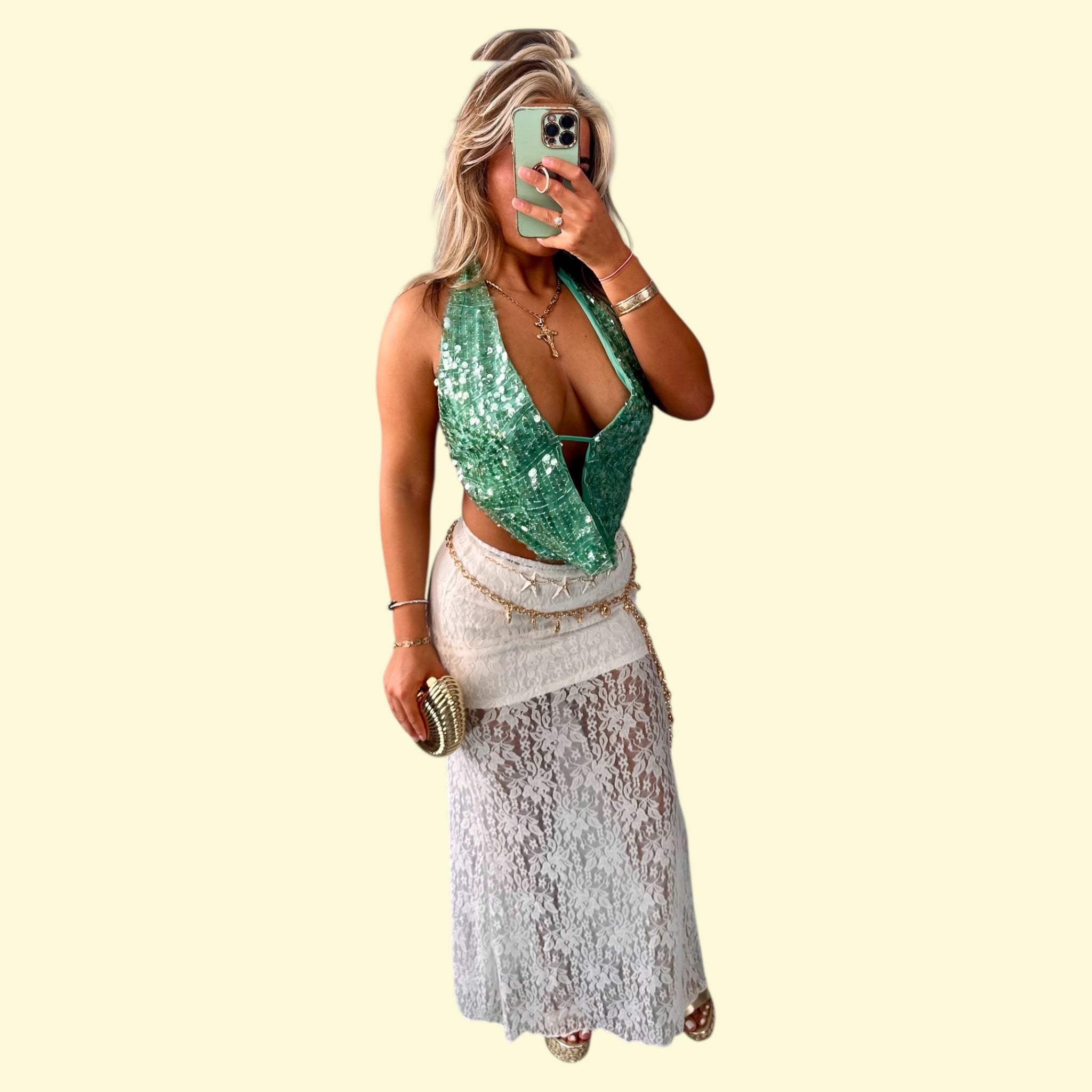 JANE Long Lace Maxi Skirt elegant flowing lace design for women