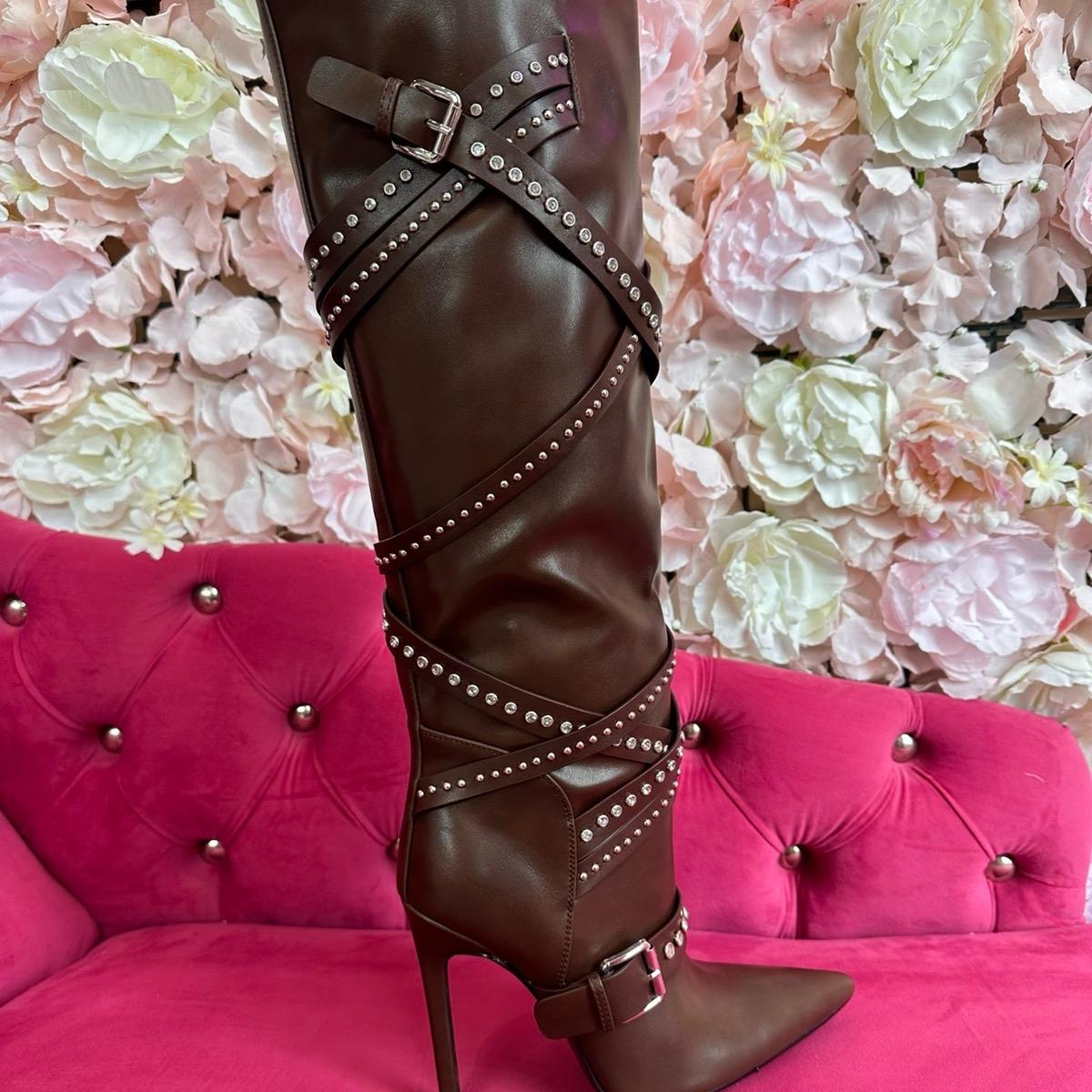 GWP High Heel Rhinestone Buckle Boots