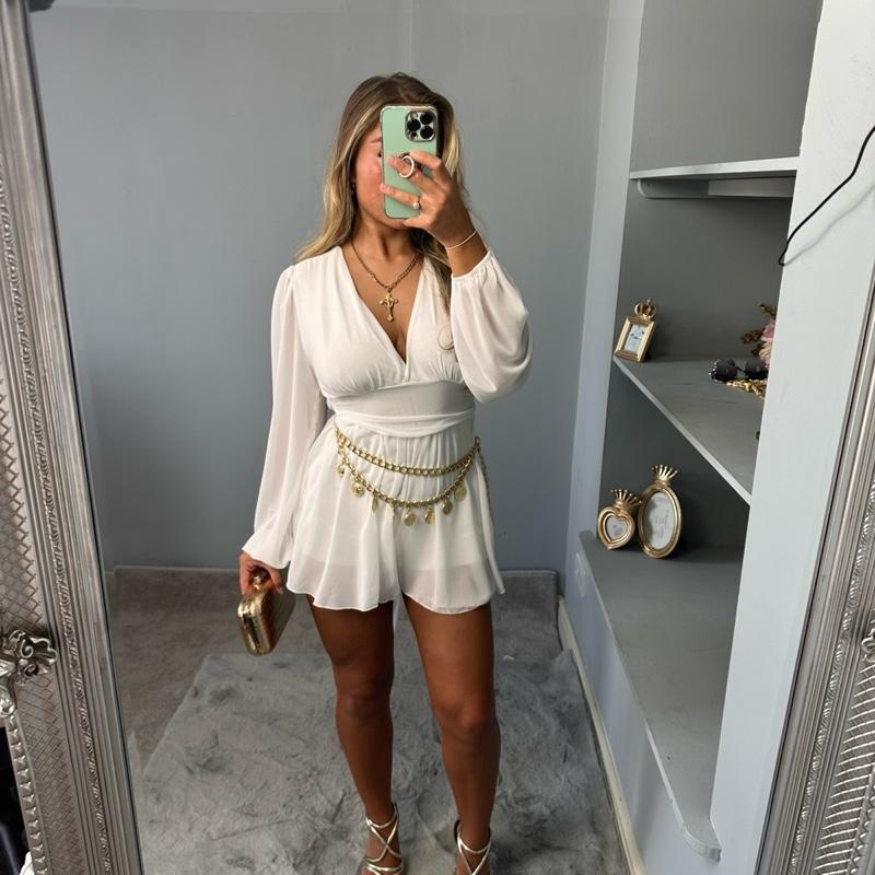 Dellilah Sheer Floaty V-Neck Summer Playsuit