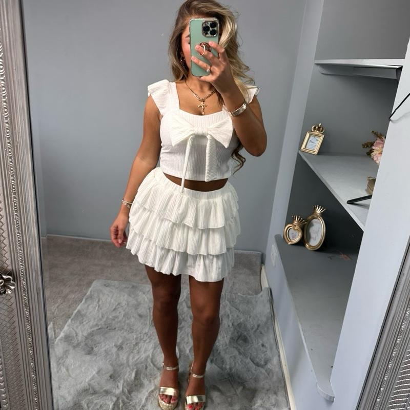 Kelsey Women’s Ruffled Skirt Outfit Top Set