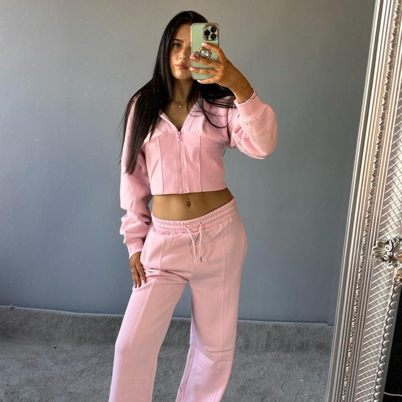 Blake Cropped Fleece Zip Up Tracksuit