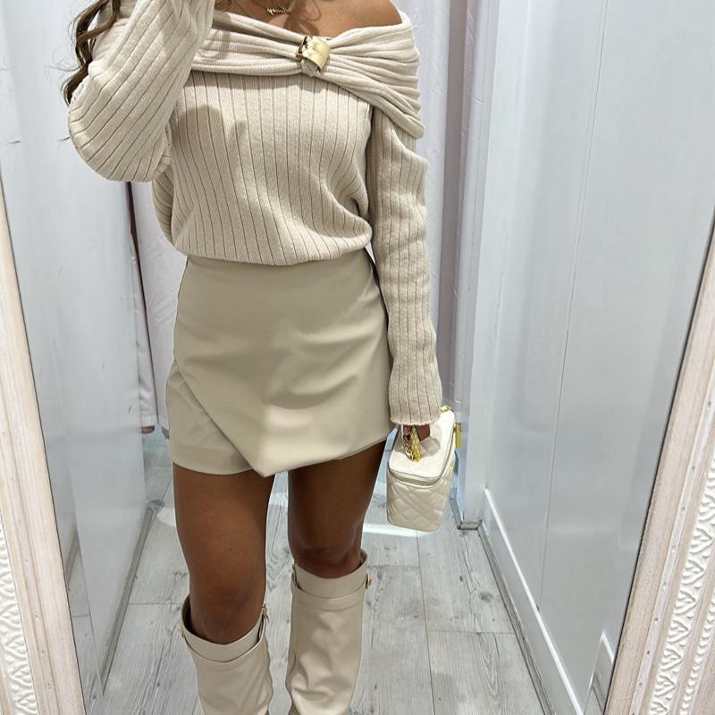 MAE Off Bardot Jumper With Buckle Detail