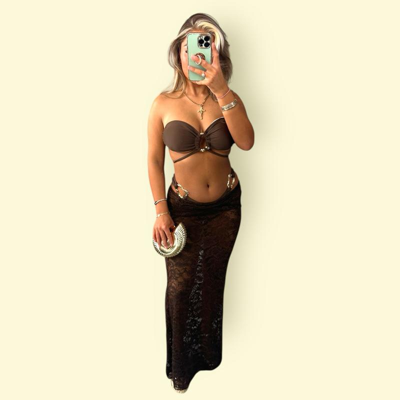 Soleil Women’s Strapless 3-Piece Bikini Set
