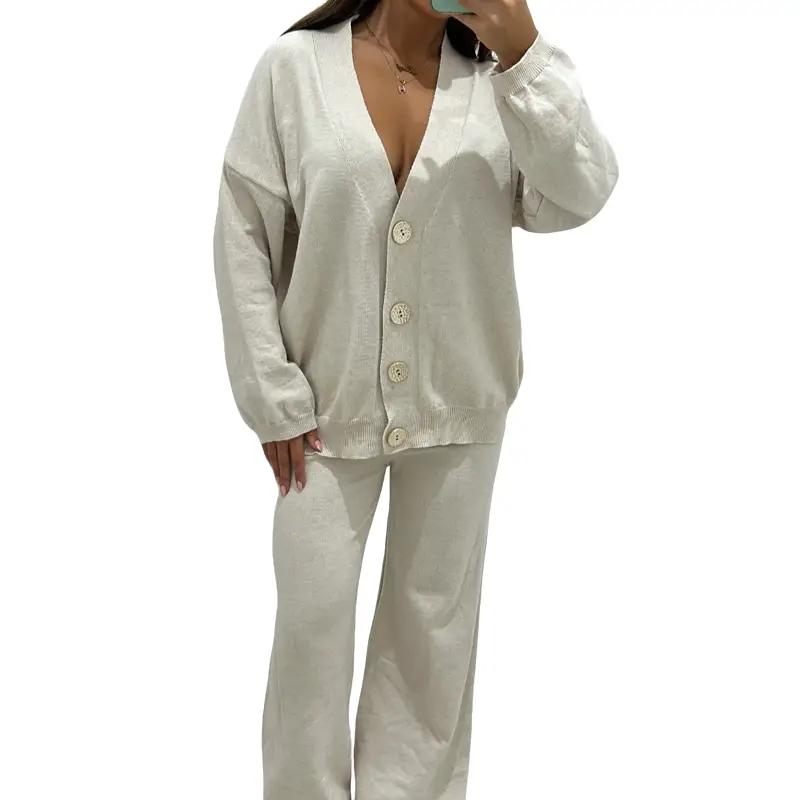 Hazel Knitted Cardigan & Flared Trouser Set