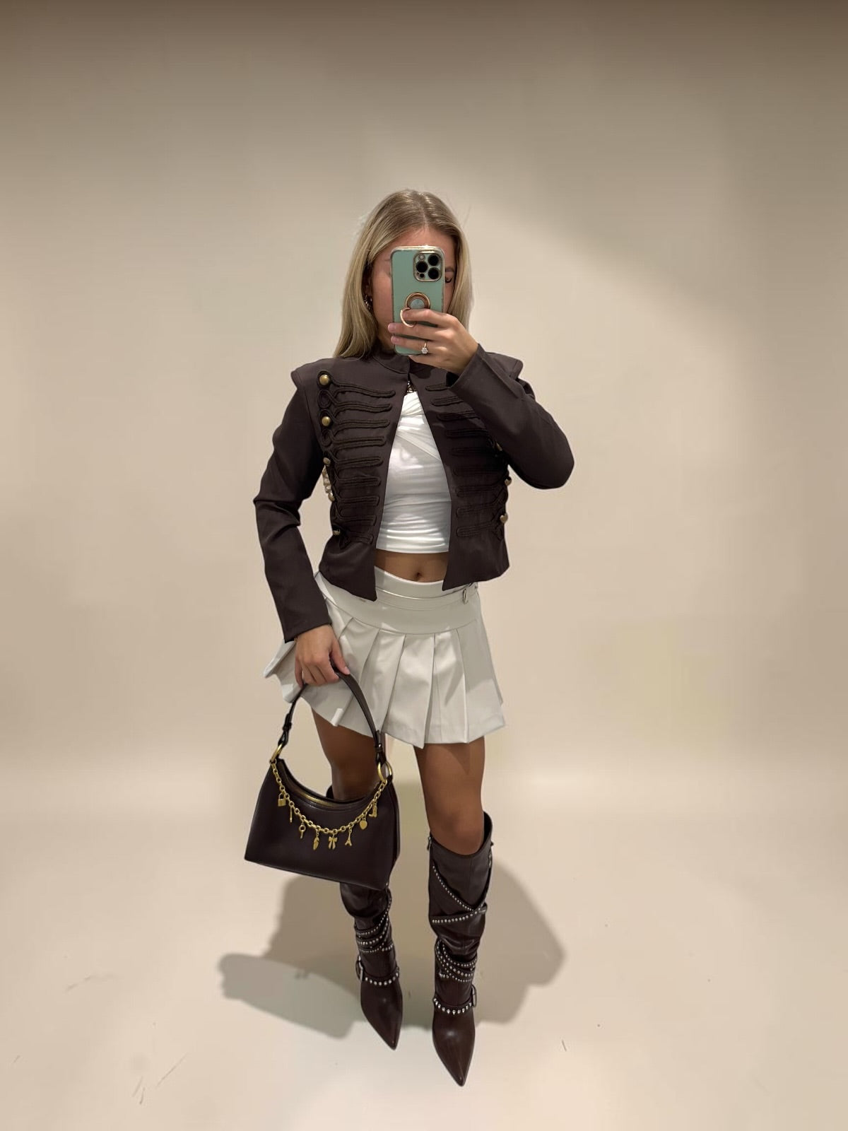 MICHELLE Puff Shoulder Military Style Jacket