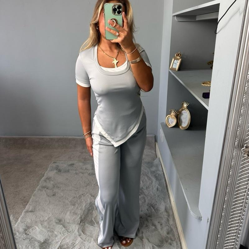 Kassie Stylish Ribbed Blouse Co-Ord Set