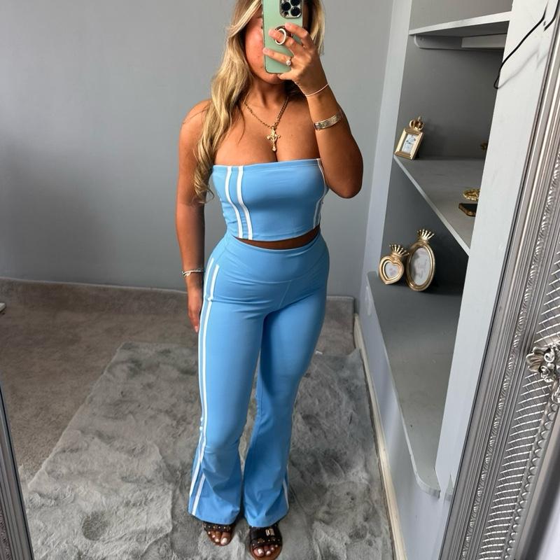 Belle Yoga Bandeau Striped Set Co-Ord