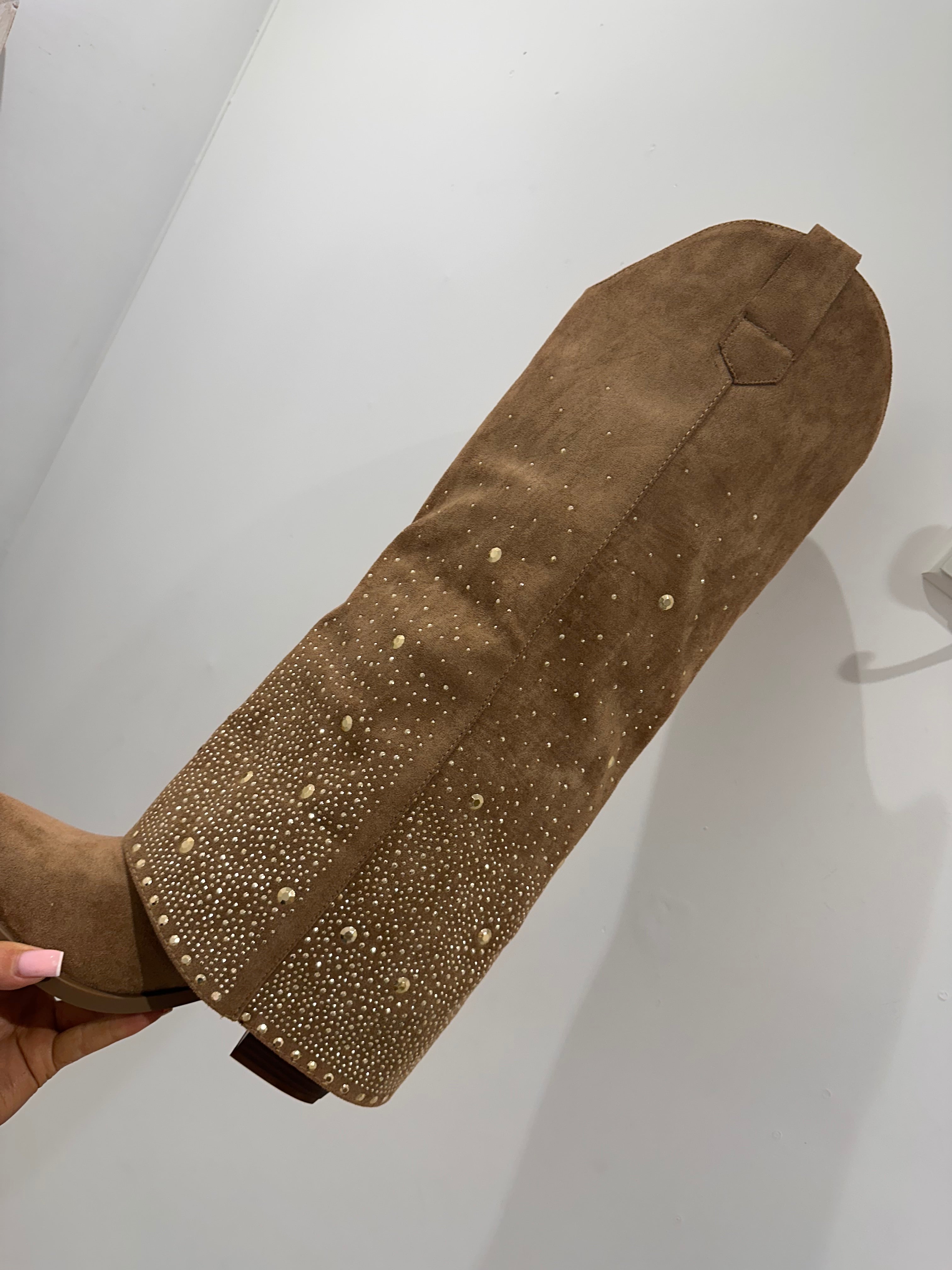 Orla Suede Rhinestone Cowboy Boots