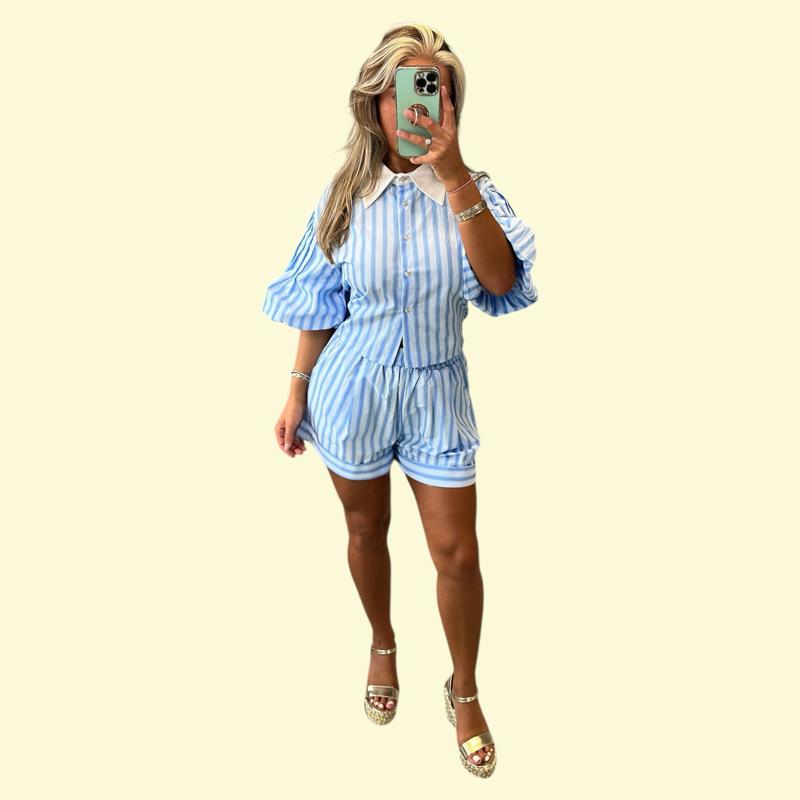 Eloise Striped Puff Sleeve Co-Ord Set