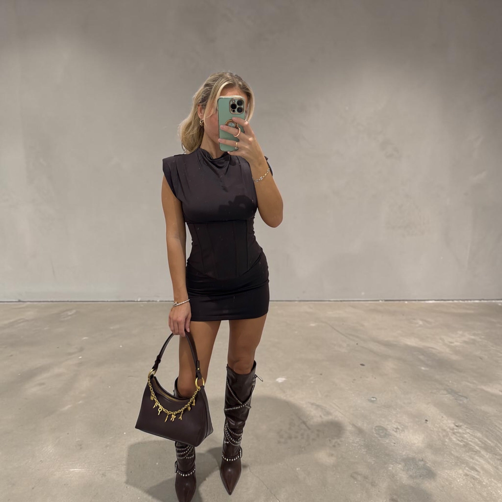 MUSE Padded Sleeveless Mini Dress With Tie Back corset