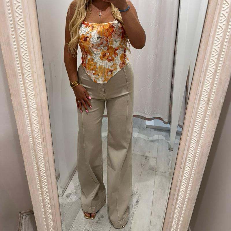 ADA beige stylish flared jeans for comfort and style