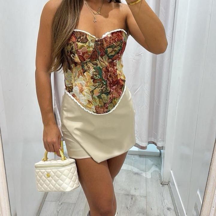 Dixie Black Floral Strapless Corset Top