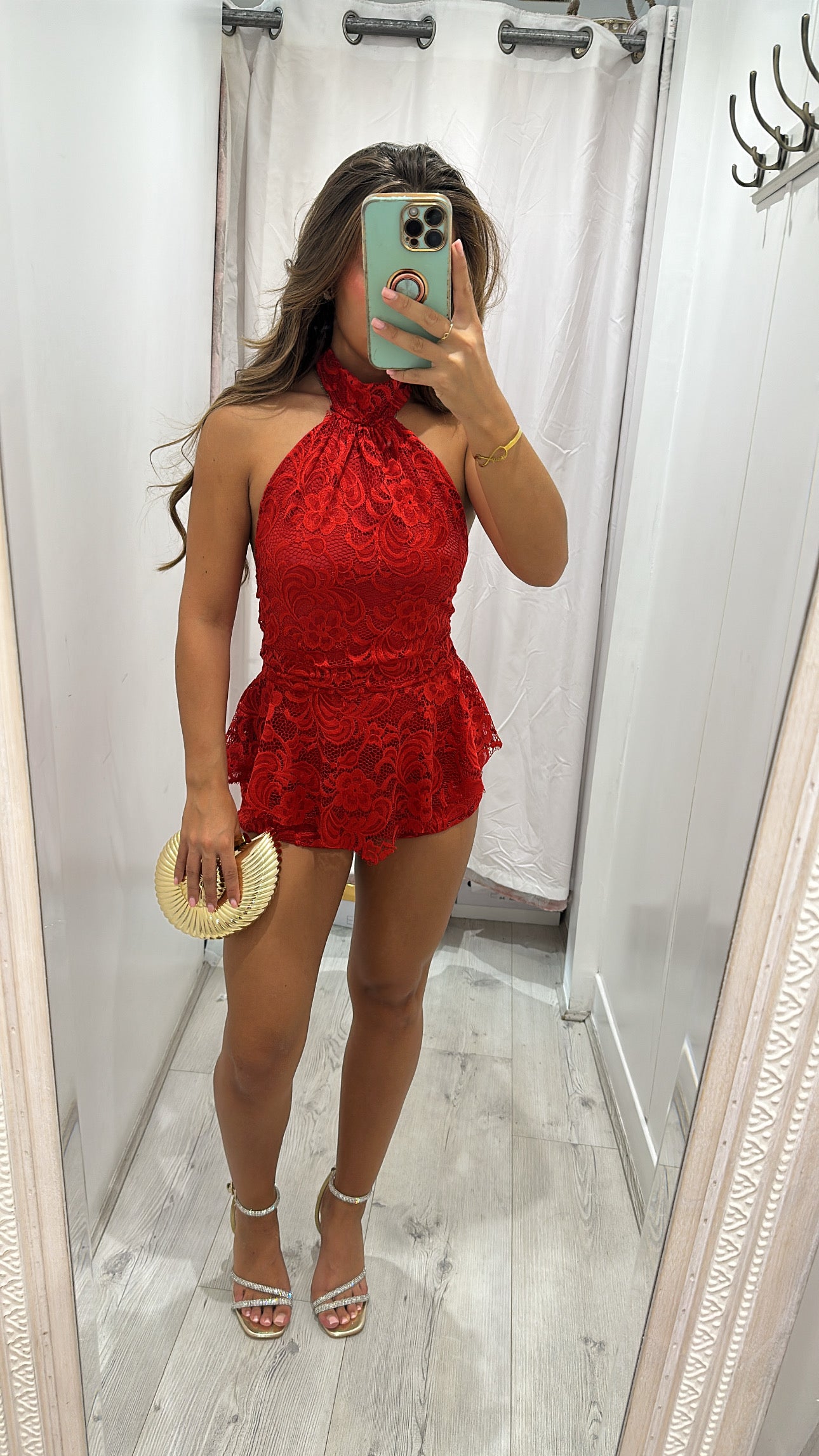 Dayna Red Halter Neck Playsuit