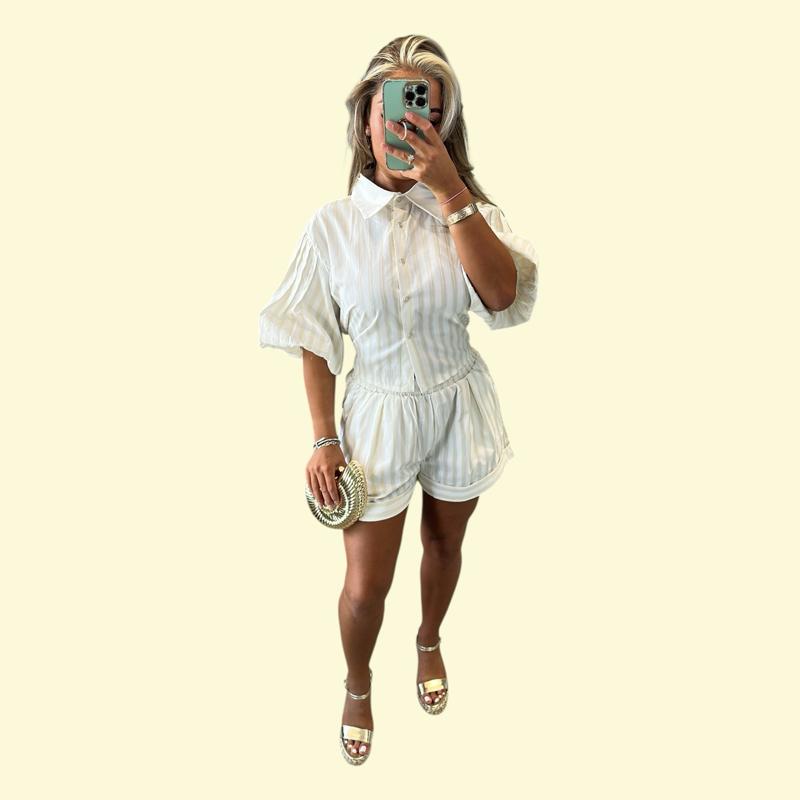 Eloise Striped Puff Sleeve Co-Ord Set