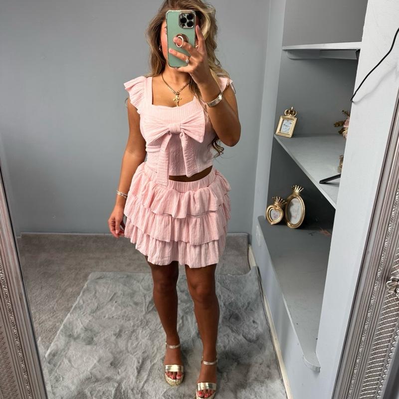 Kelsey Women’s Ruffled Skirt Outfit Top Set