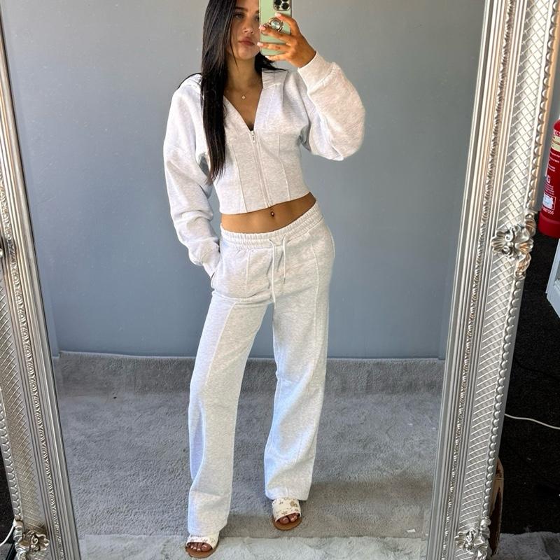 Blake Cropped Fleece Zip Up Tracksuit