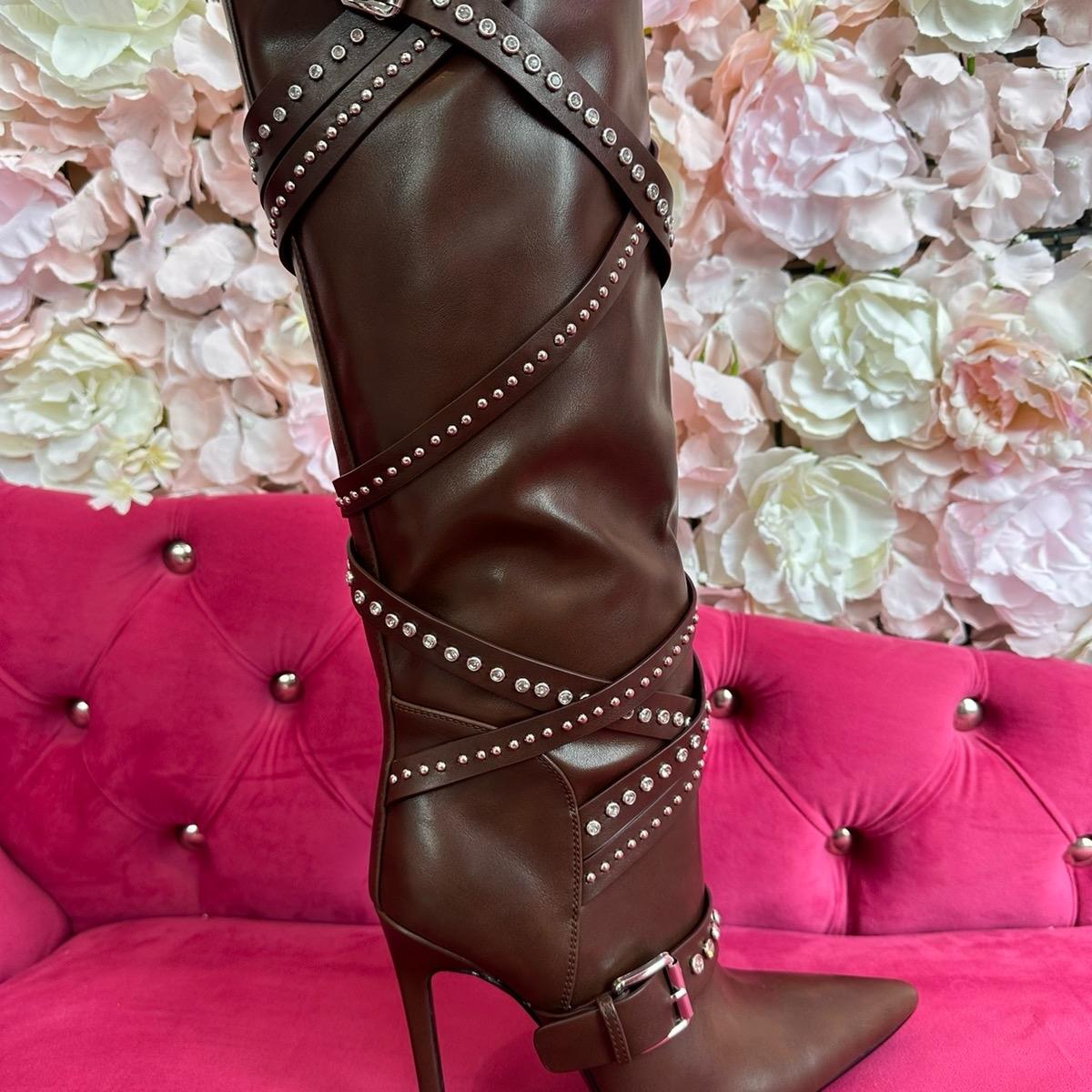 GWP High Heel Rhinestone Buckle Boots