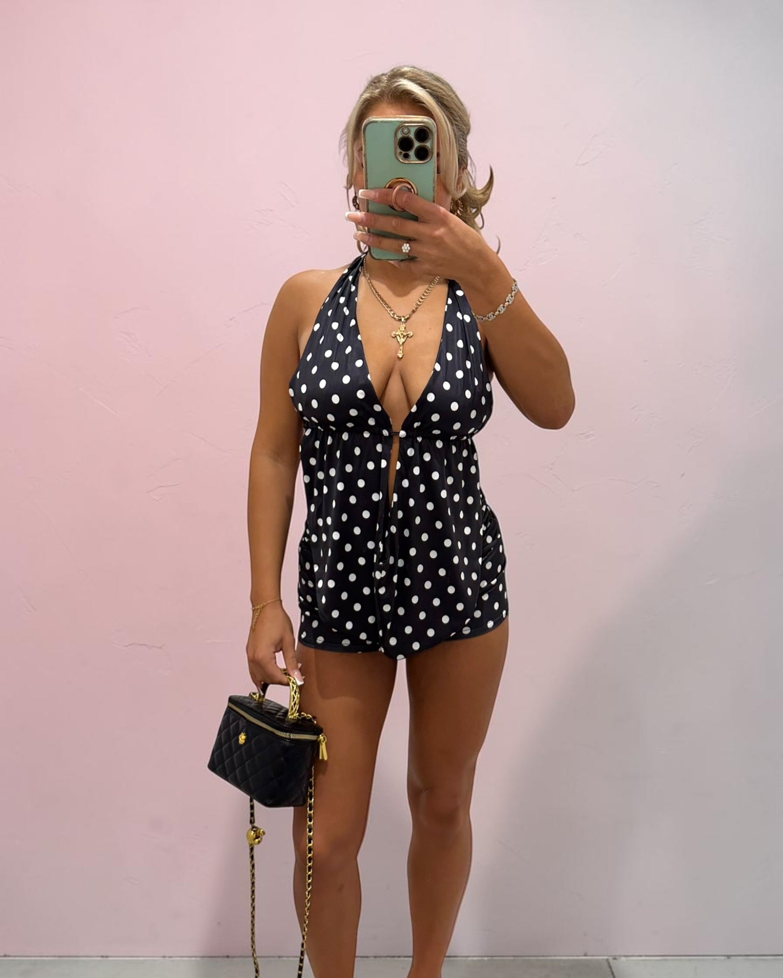 MYLA Two Piece Polka Dot Short and Halter Neck Top Coord
