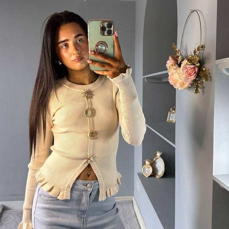 Capri Women’s Knitwear Gold Buttons Top