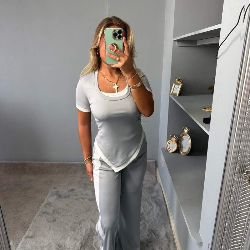 Kassie Stylish Ribbed Blouse Co-Ord Set