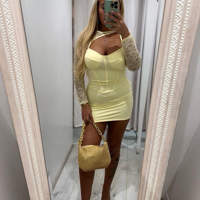 SLOANE Slinky Dress with Lace Sleevese Basic Summer Minimalist Casual Womenswear