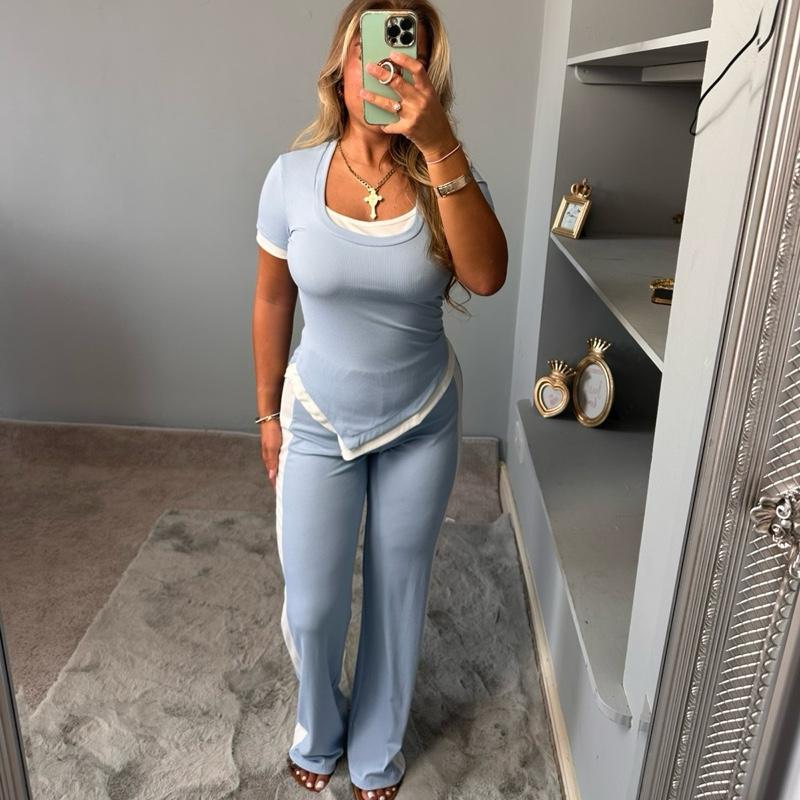 Kassie Stylish Ribbed Blouse Co-Ord Set