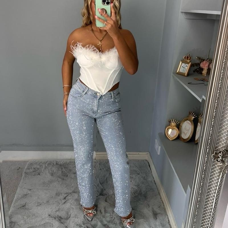 Reilly Sparkly Diamante Denim Pants Jeans