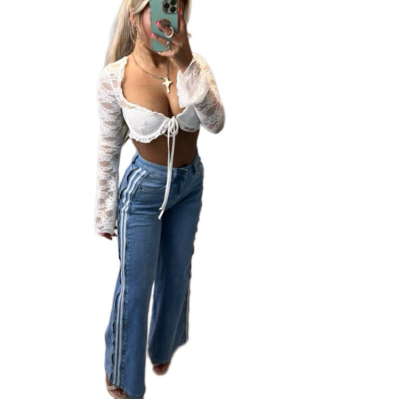 GWP Arianna Baggy Stripe Zipper Jeans