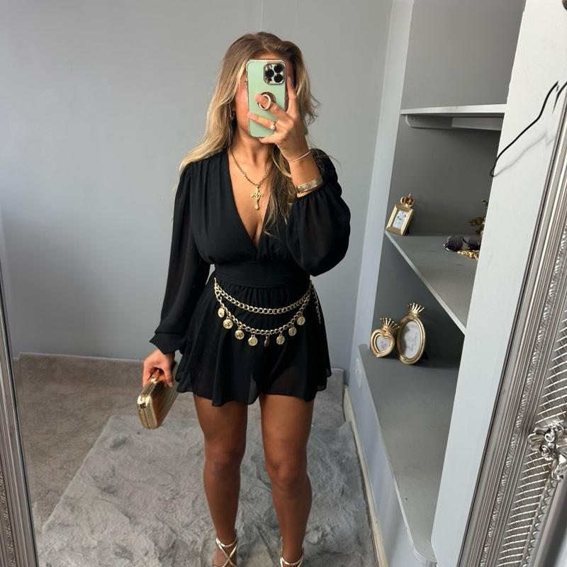 Dellilah Sheer Floaty V-Neck Summer Playsuit
