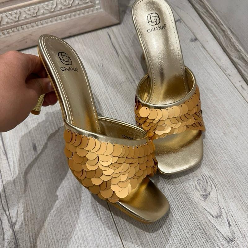 ATHENA Gold Sequin Mules