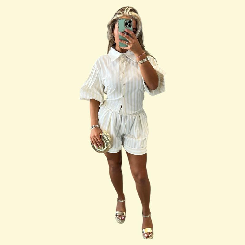 Eloise Striped Puff Sleeve Co-Ord Set
