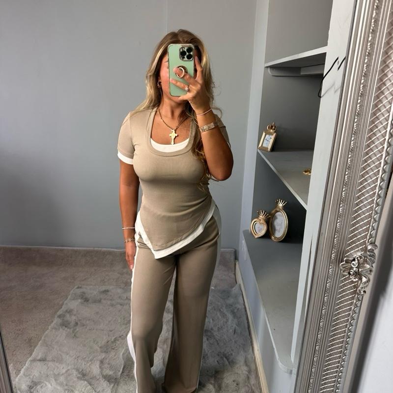 Kassie Stylish Ribbed Blouse Co-Ord Set