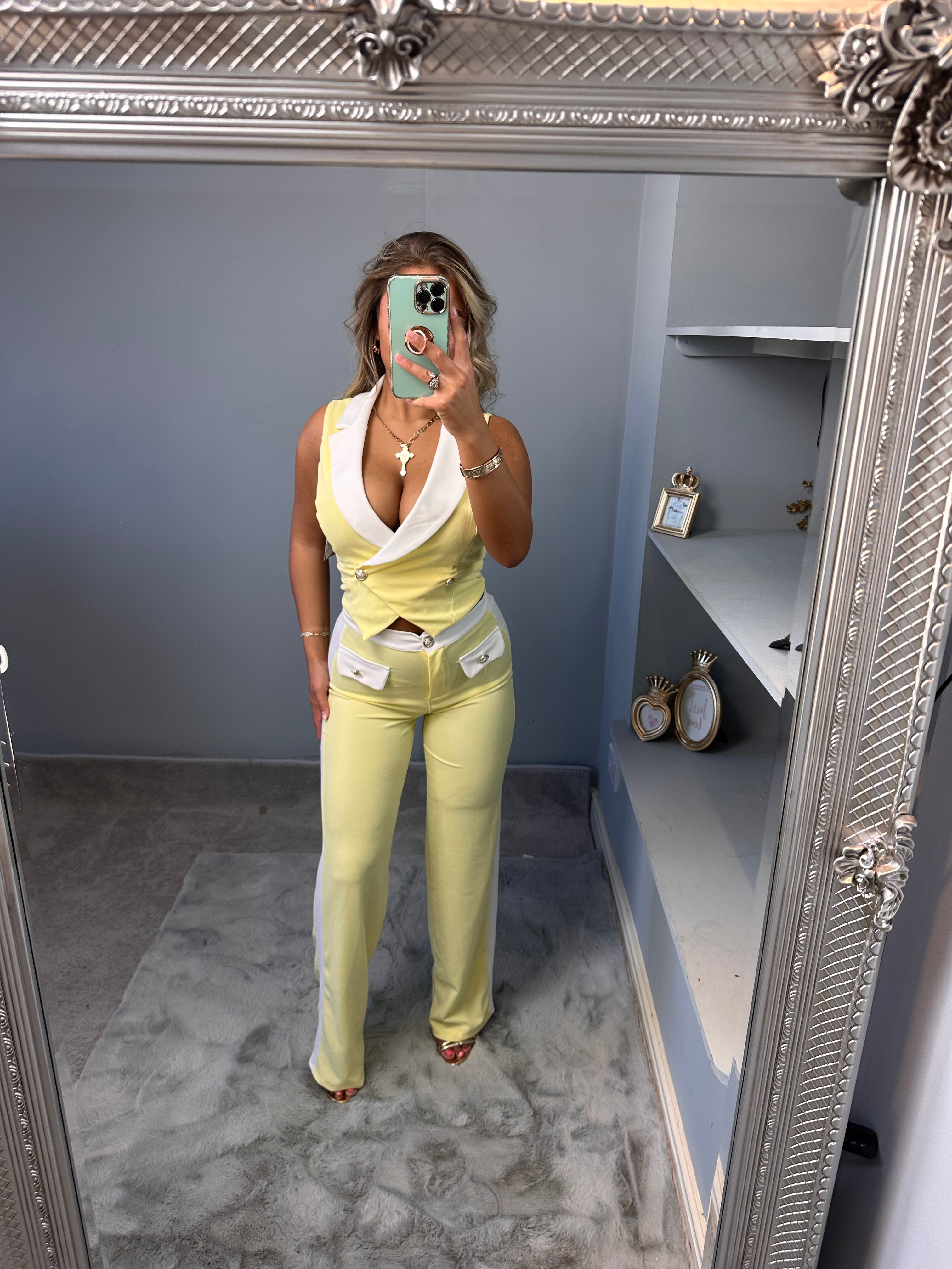 BONNIE Gold Button Waistcoat & Trousers