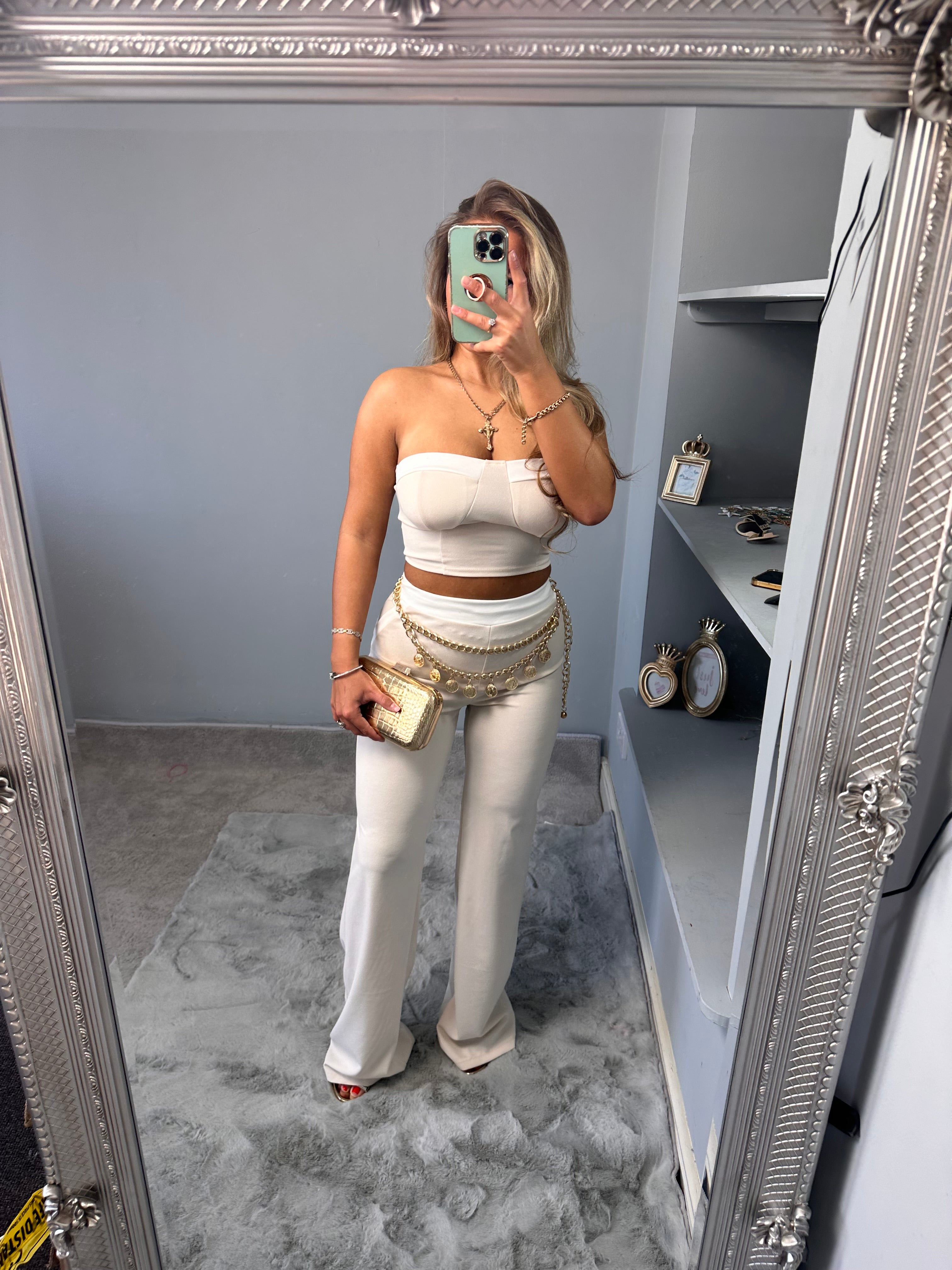 EMMIE bandeau fold over detail top & trousers