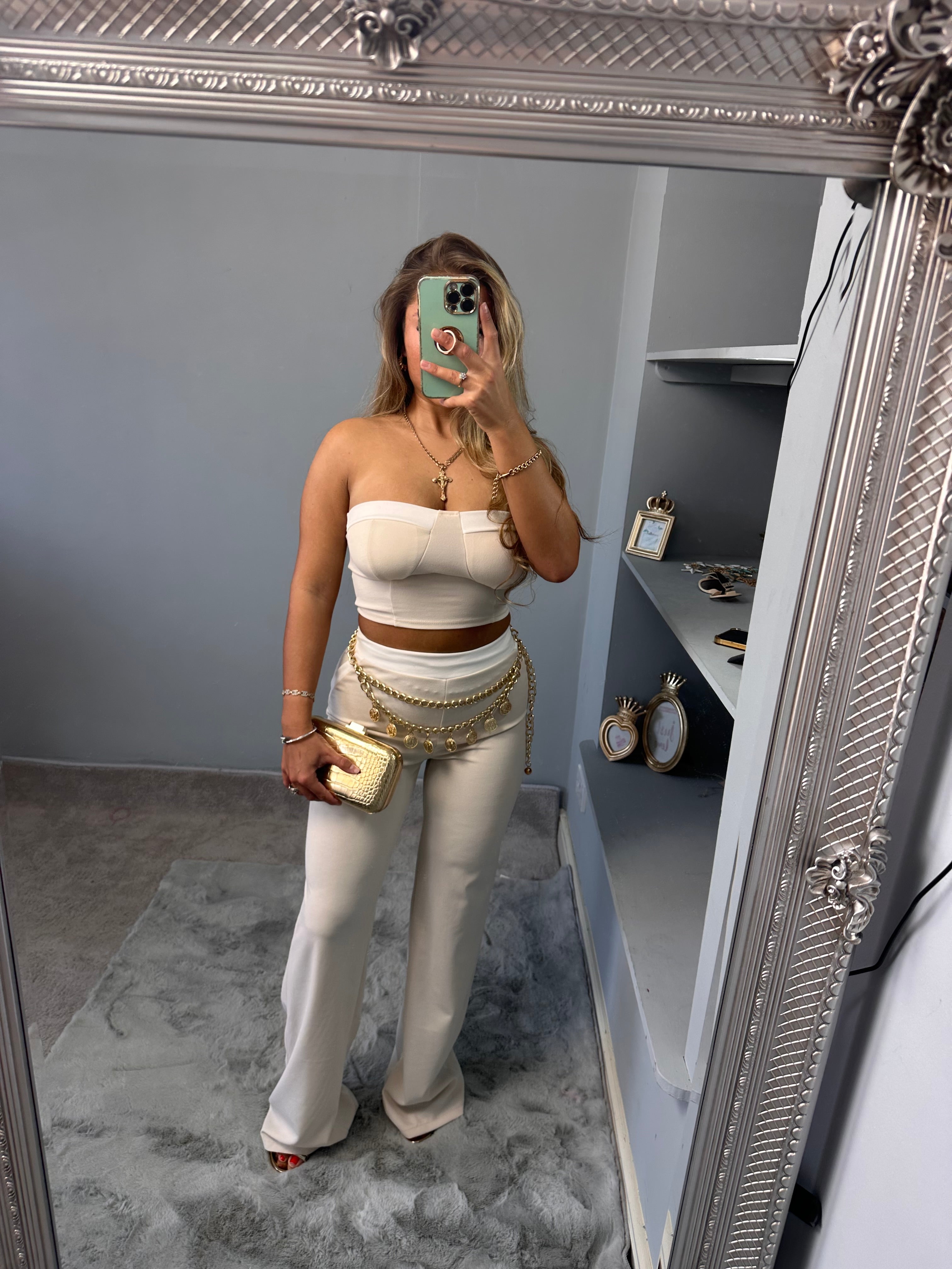EMMIE bandeau fold over detail top & trousers