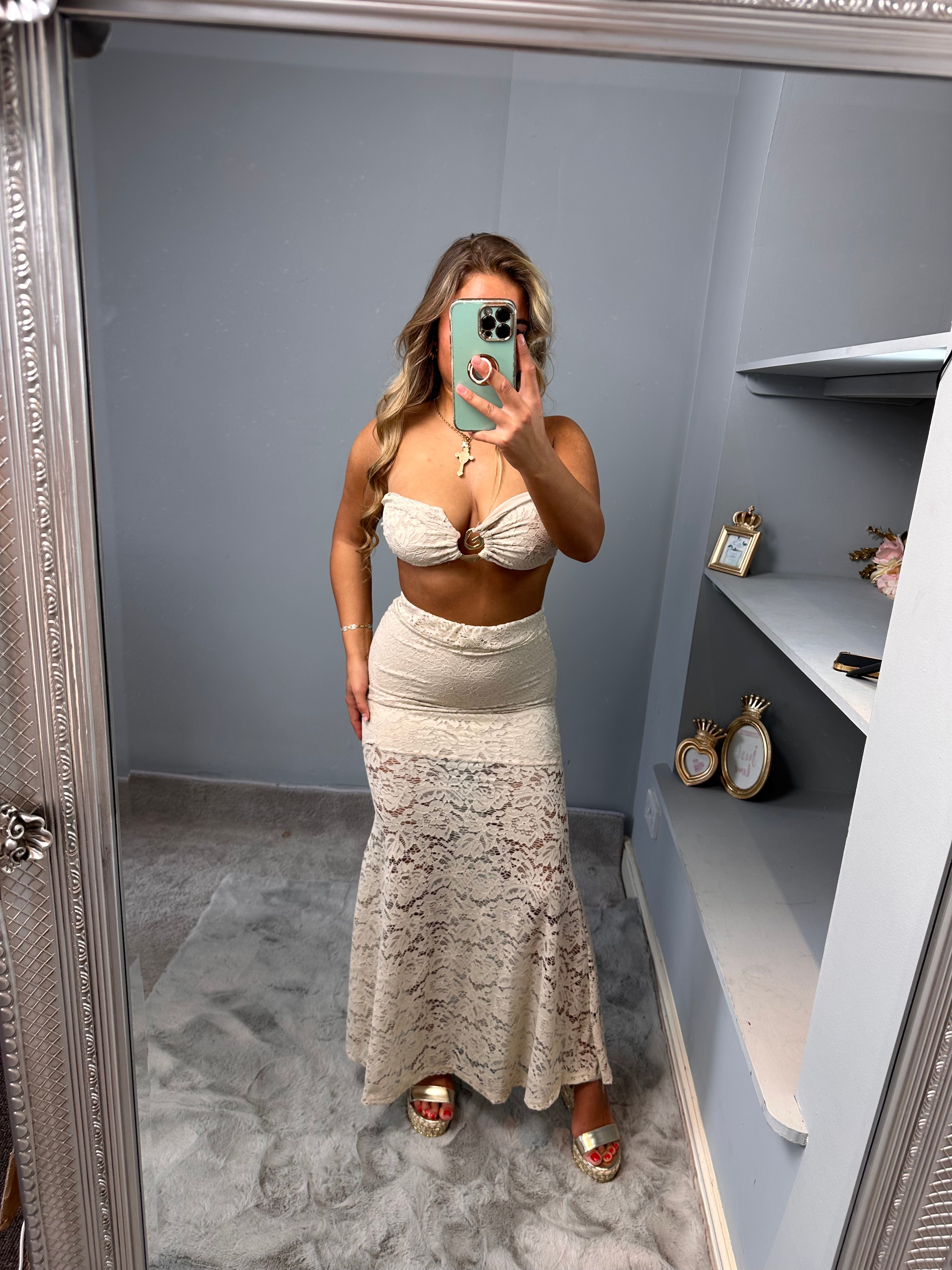SISSI 2 Piece lace top maxi skirt Co Ord