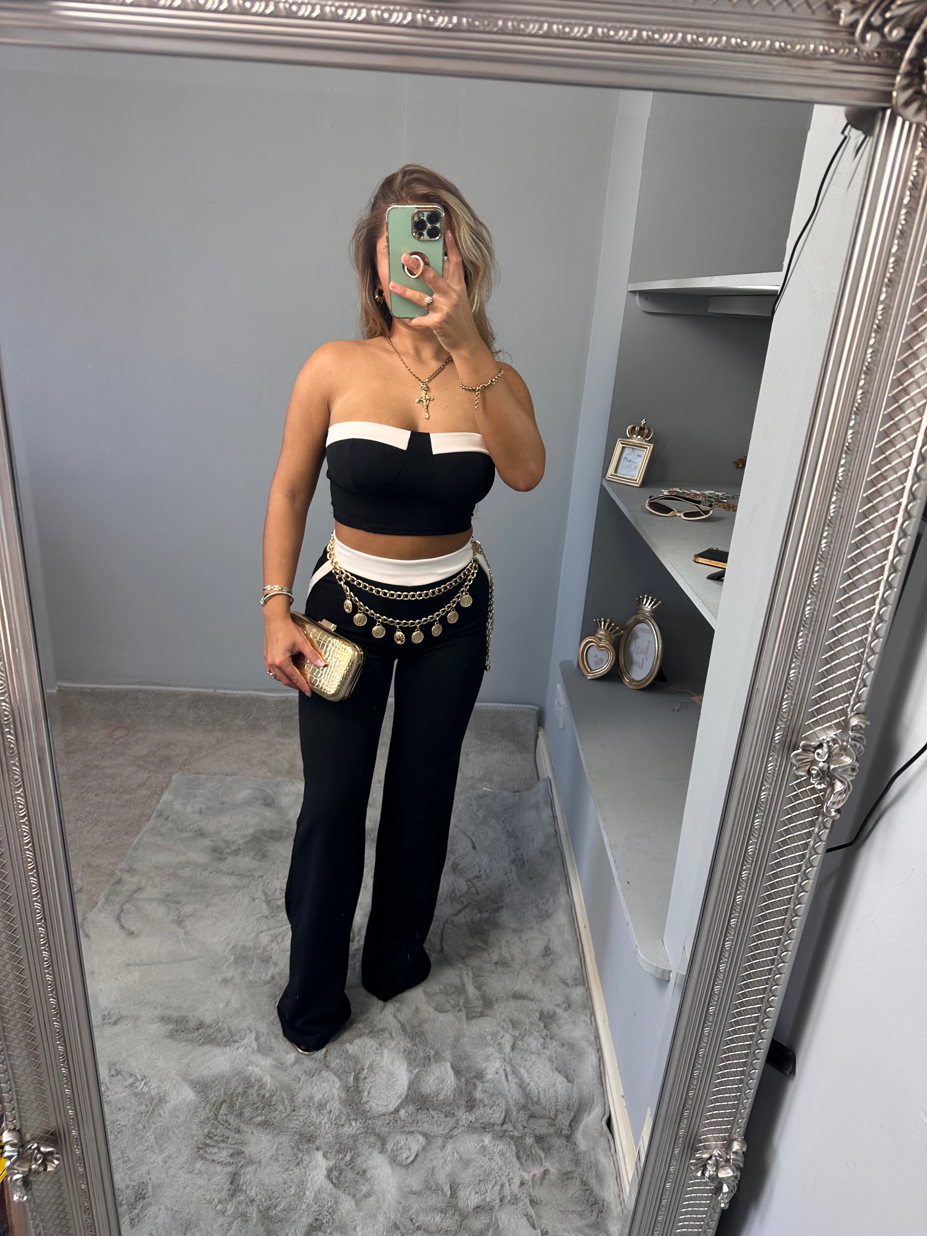 EMMIE bandeau fold over detail top & trousers