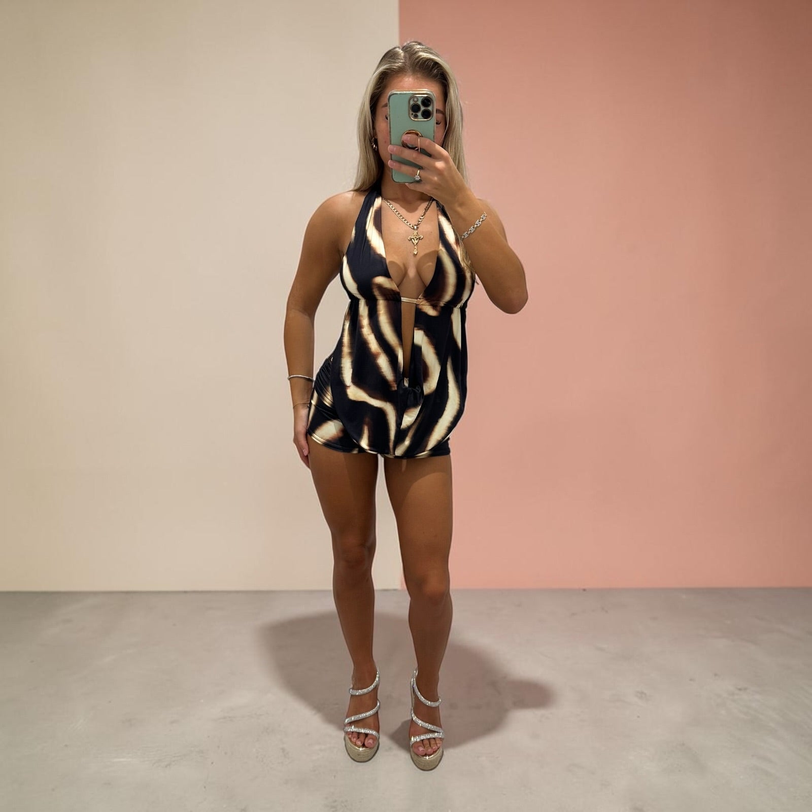 JUNGLE Halterneck Top & Shorts Coord Set