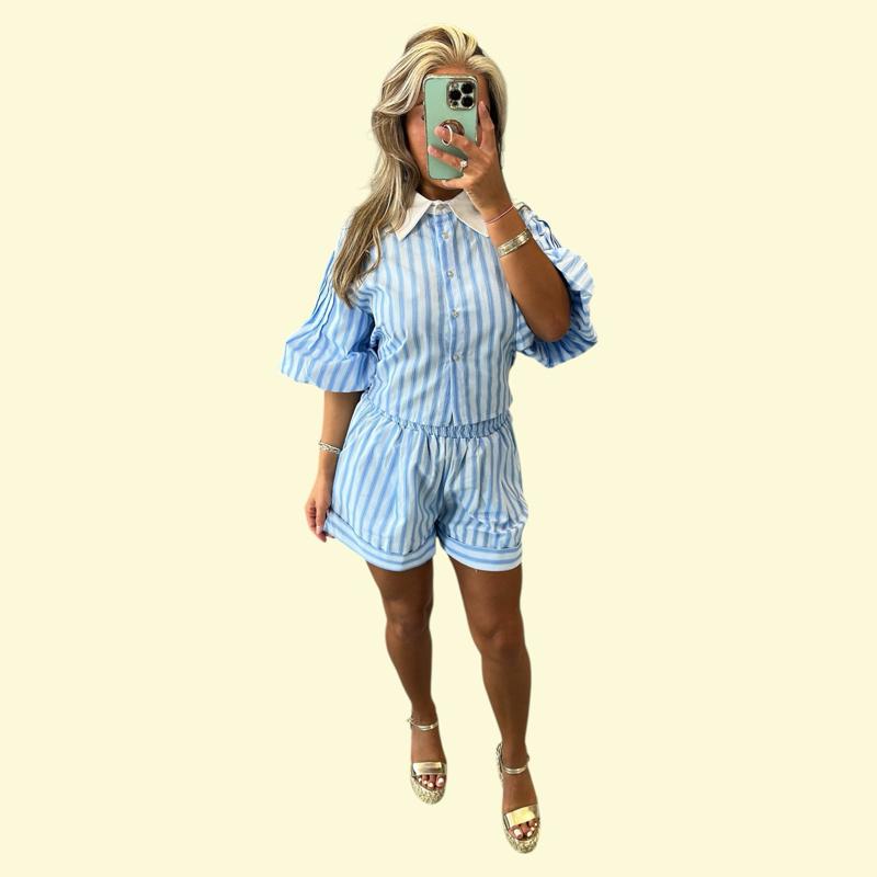 Eloise Striped Puff Sleeve Co-Ord Set