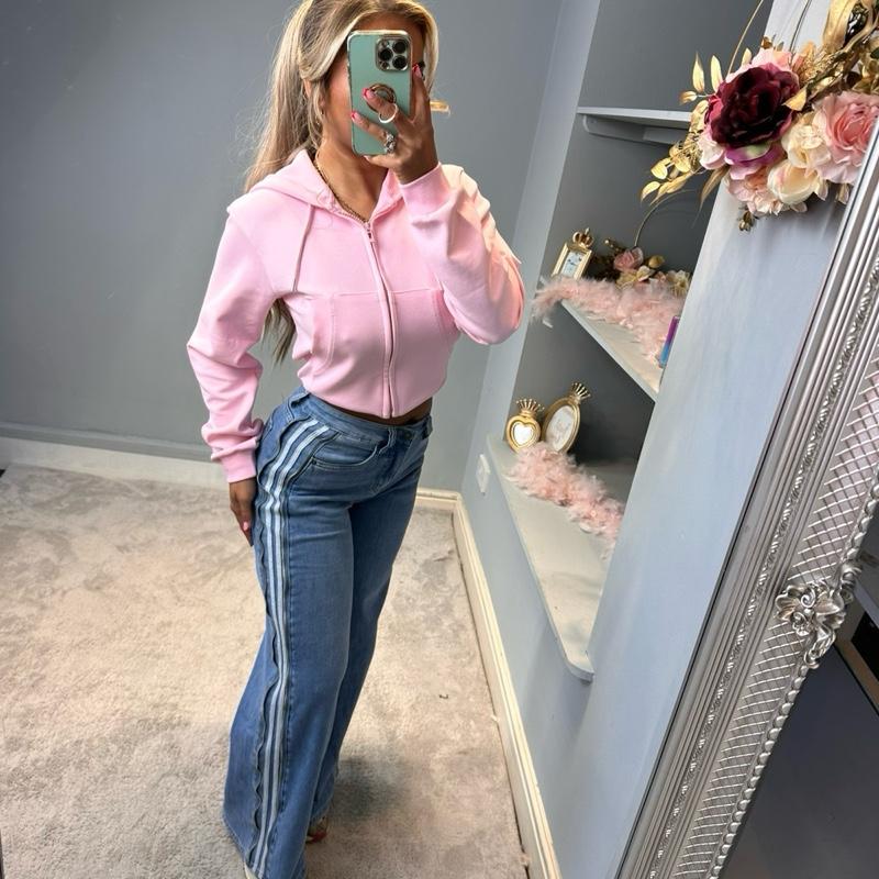 GWP Arianna Baggy Stripe Zipper Jeans