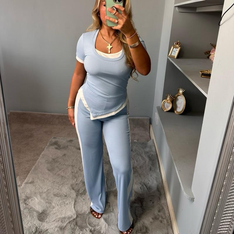 Kassie Stylish Ribbed Blouse Co-Ord Set